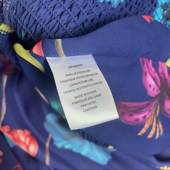 Parker Blue Multicolor Janice Off-the-Shoulder Floral Wide-Leg Jumpsuit EUC Sz 2 - Picture 8 of 10